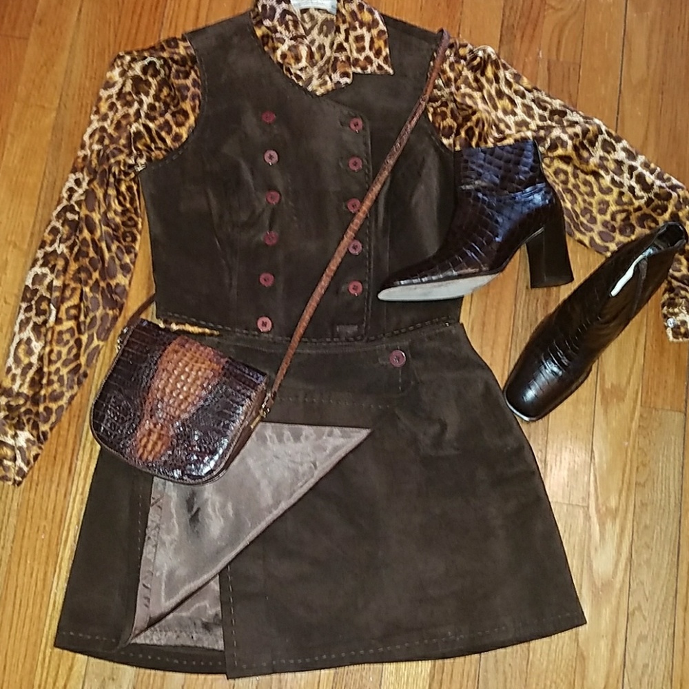 1997circa Kenneth Cole New York Suede skirt & vest